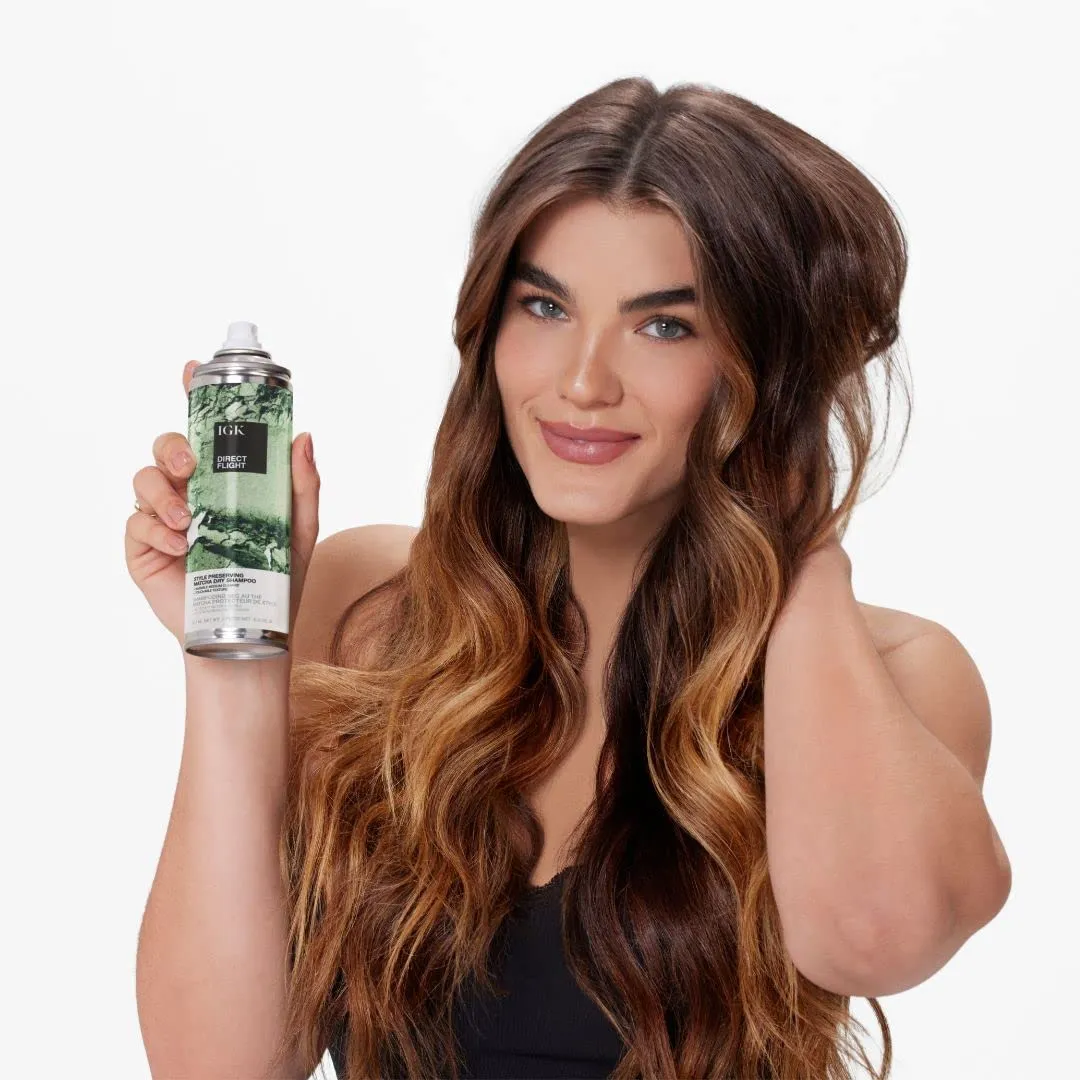 IGK DIRECT FLIGHT Multi-Tasking Matcha Dry Shampoo | Light Cleanse   Style Preserving | Vegan   Cruelty Free |