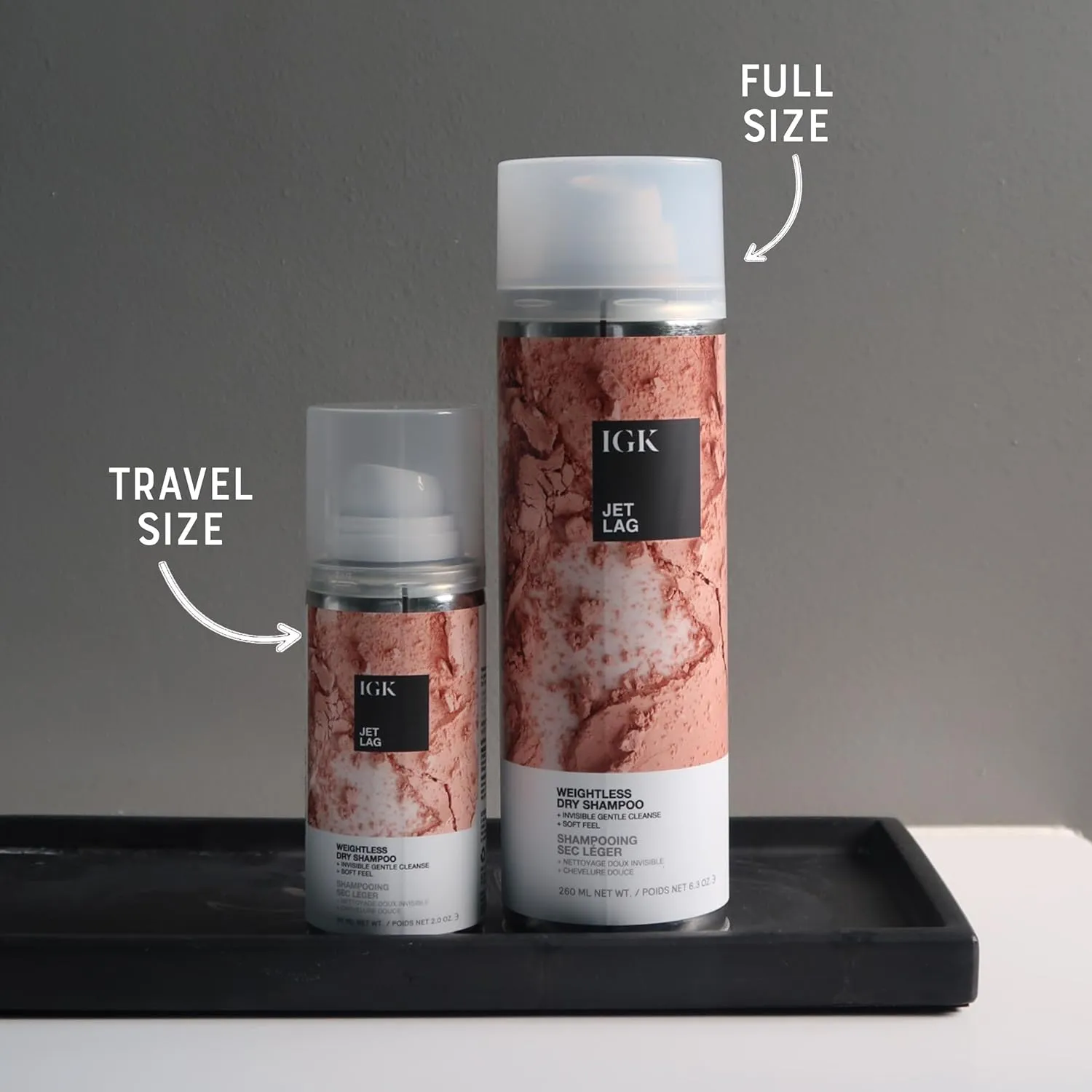 IGK Jet Lag Invisible Dry Shampoo Travel Size | Weightless Buildable Formula  Finely Milled Volcanic Ash for Lightweight Cleansing and Removing Dirt & Oil | 2.0 Fl Oz (Pack of 2)