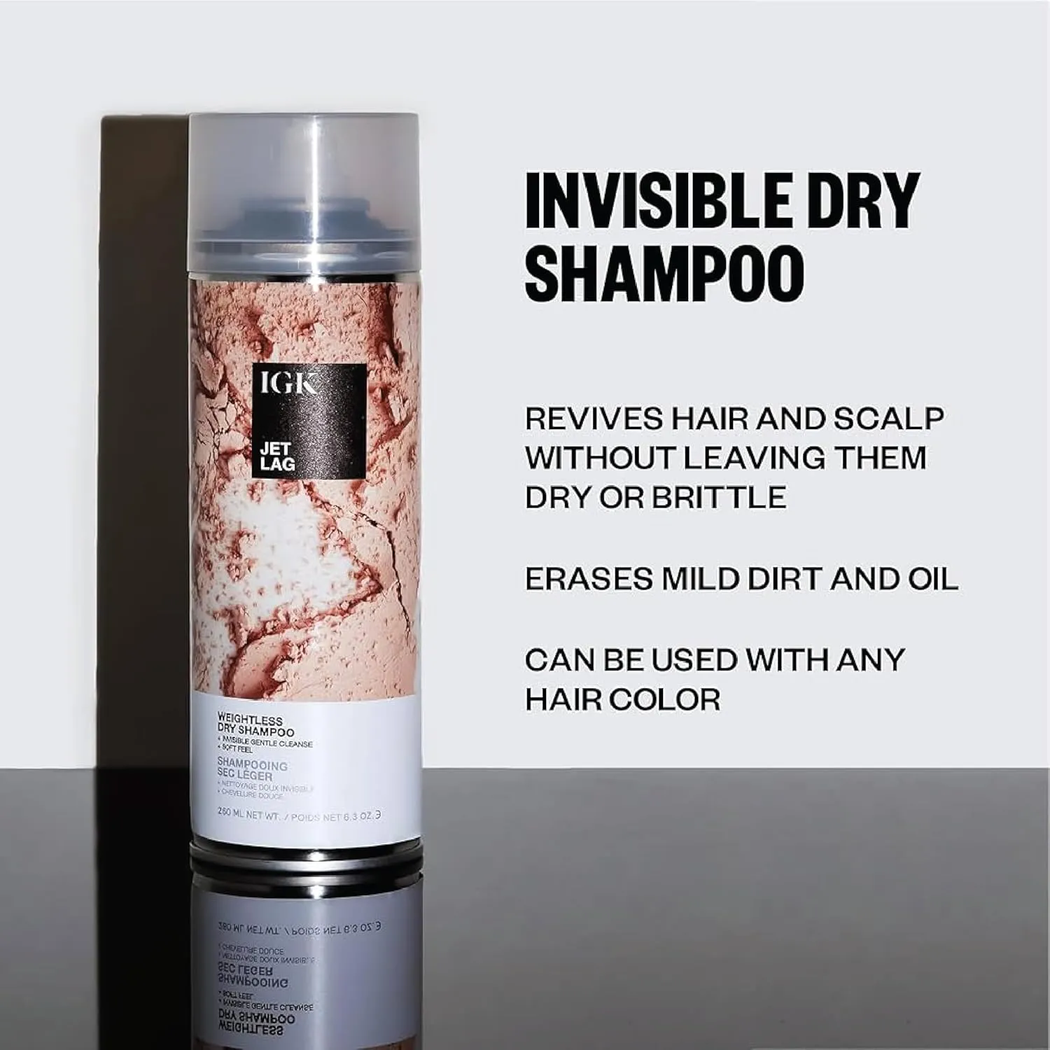 IGK Jet Lag Invisible Dry Shampoo Travel Size | Weightless Buildable Formula  Finely Milled Volcanic Ash for Lightweight Cleansing and Removing Dirt & Oil | 2.0 Fl Oz (Pack of 2)