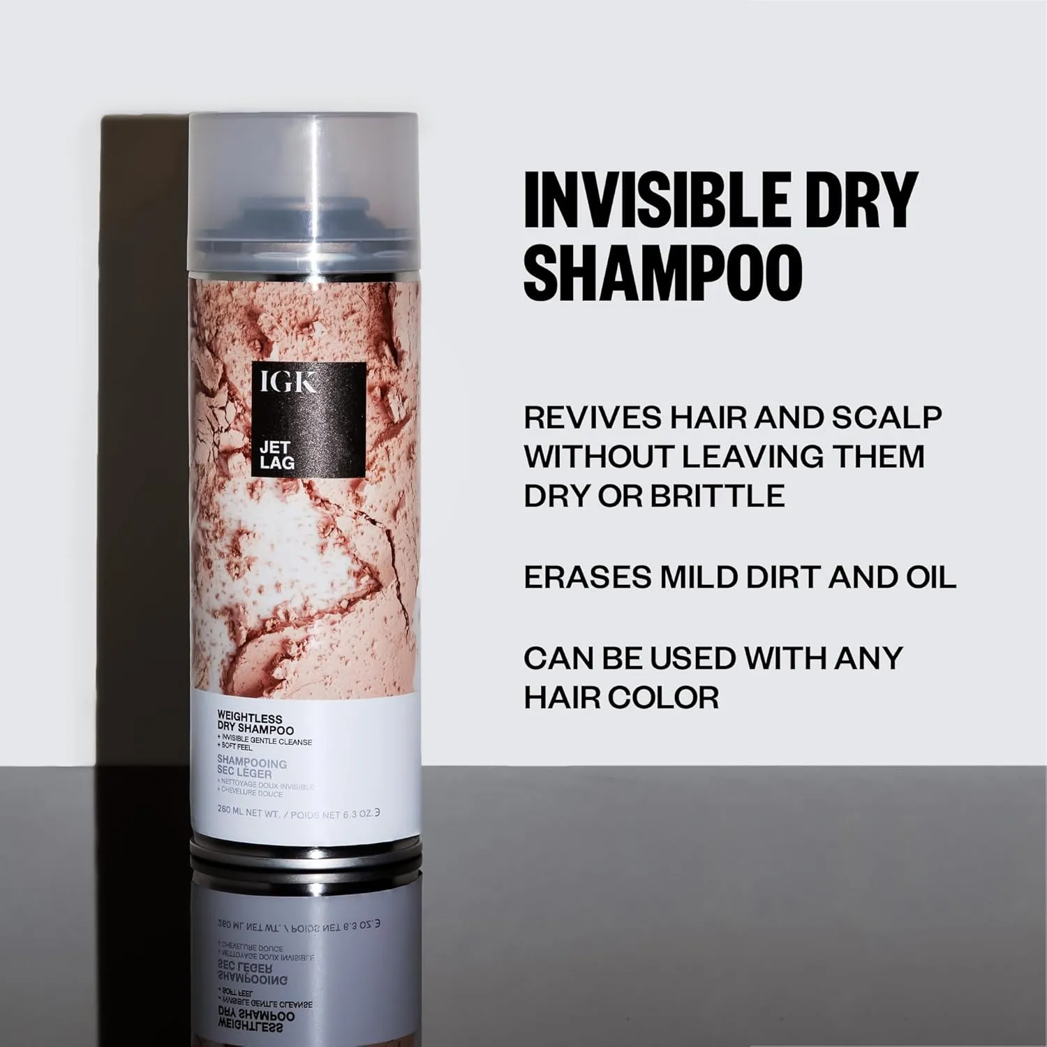 IGK JET LAG Invisible Dry Shampoo | Weightless   Refresh Style | Vegan   Cruelty Free |