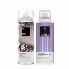 IGK Antisocial Dry Hair Mask   First Class Dry Shampoo Set | Bond Building   Volume   Shine for All Hair Types | 5.0 oz   6.3 oz