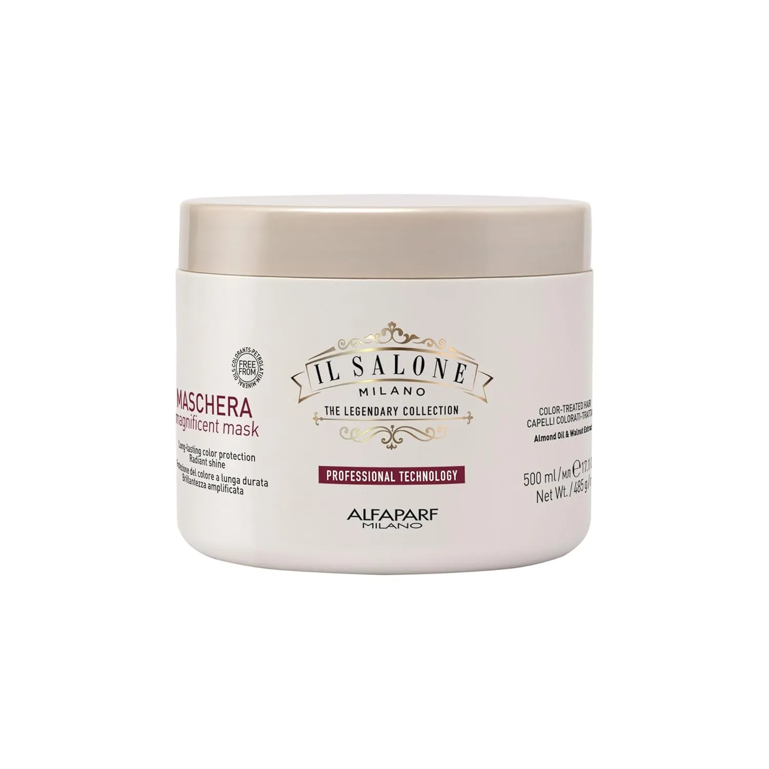Il Salone Milano Professional Magnificent Mask - Moisturizing Hair Mask for Color Treated Hair - Provides Lasting Color Protection   Shine - Vegan, Salon-Quality Hair Care (16.9 oz / 500 ml)