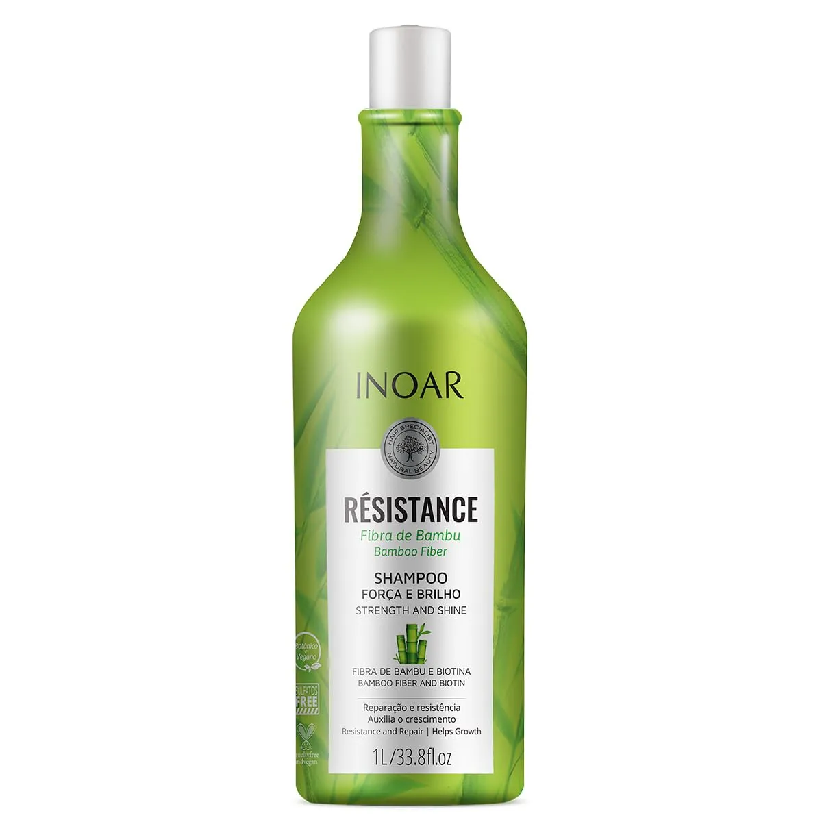 INOAR Résistance Bamboo Fiber Shampoo with Biotin for Strengthening, Repair & Shine, 33.8 Fl Oz