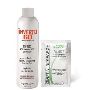 INVERTO 60 Advanced Gel Complex Brazilian Keratin Blowout - Formaldehyde-Free Smoothing and Repairing Treatment for Curly, Damaged Hair