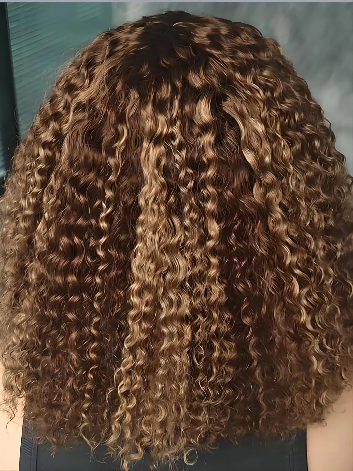 ISEE M-Cap Kinky Curly Wear Go Glueless Wigs Human Hair Pre Plucked Pre Cut Bleached Knots 9x6 HD Lace Glueless Human Hair Wigs For Women (Highlight Ombre, 16 Inch)
