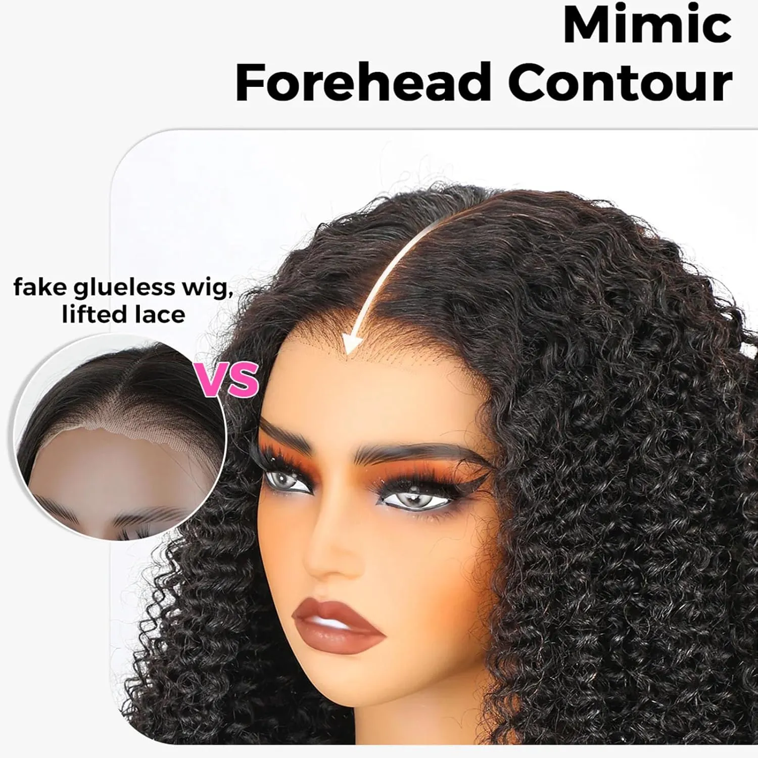 ISEE M-Cap Kinky Curly Wear Go Glueless Wigs Human Hair Pre Plucked Pre Cut Bleached Knots 9x6 HD Lace Glueless Human Hair Wigs For Women (Highlight Ombre, 16 Inch)