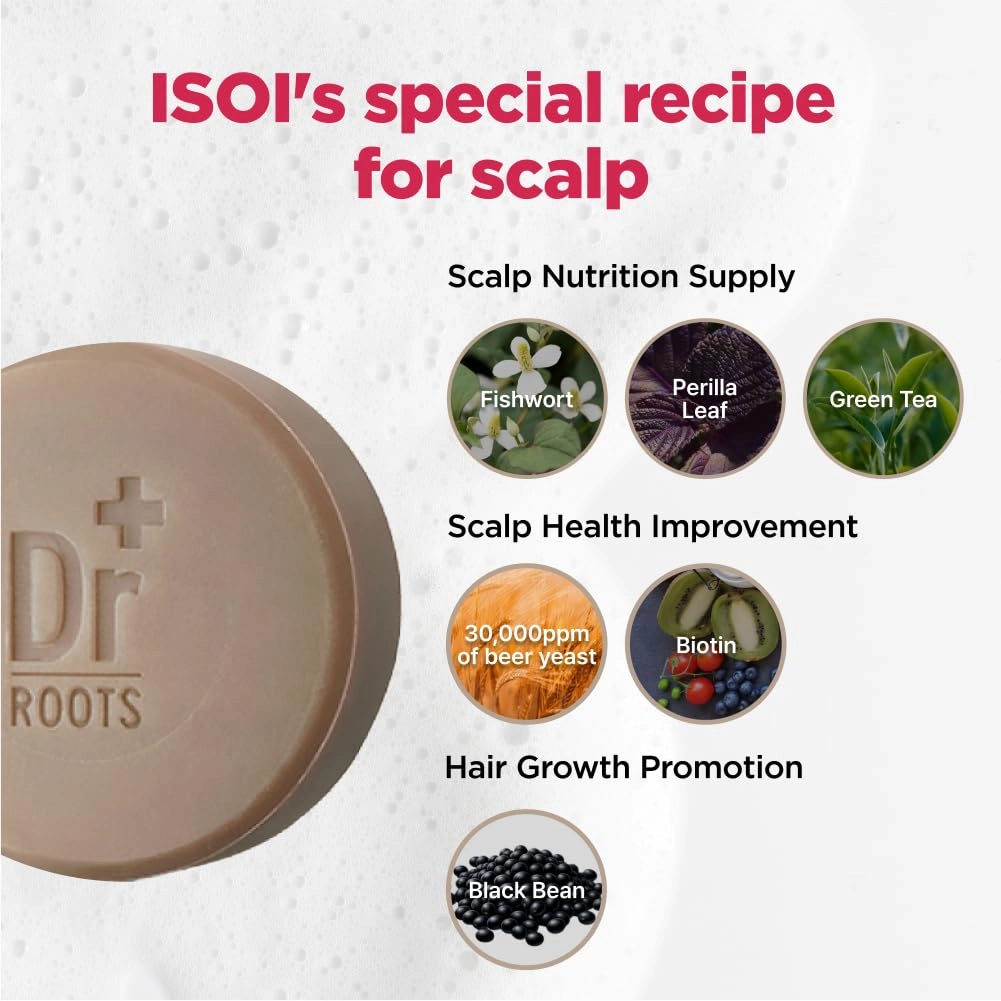 ISOI Dr. Roots Beer-Tin Solid Shampoo Bar, Nourishing & Strengthening Shampoo Bar with Beer Yeast & Biotin, Plastic-Free Clean Beauty, Korean Hair Care (3.52 oz, 100g)