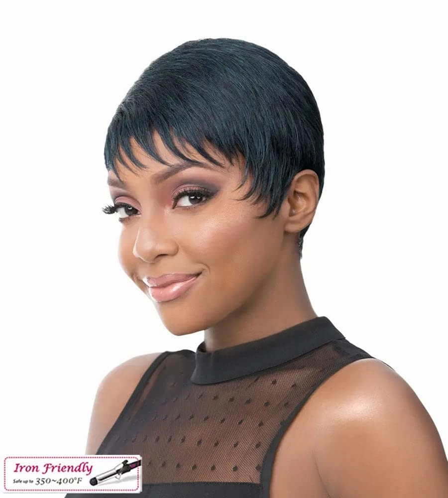 it's a Wig! - Full Wig Short Pixie Hair Cut Style with Heat Resistant Synthetic Wig - SIMONE (2 - DARK BROWN)