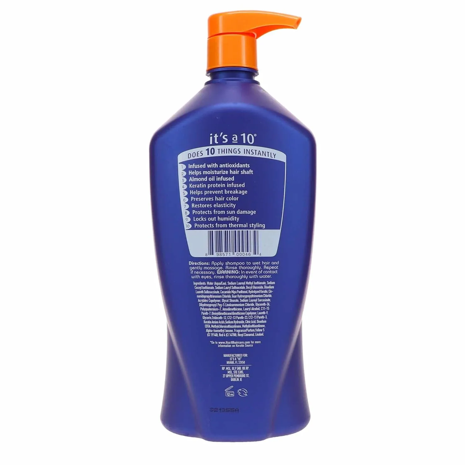 It's a 10 Haircare Miracle Shampoo Plus Keratin 33.8 Oz, Sulfate Free