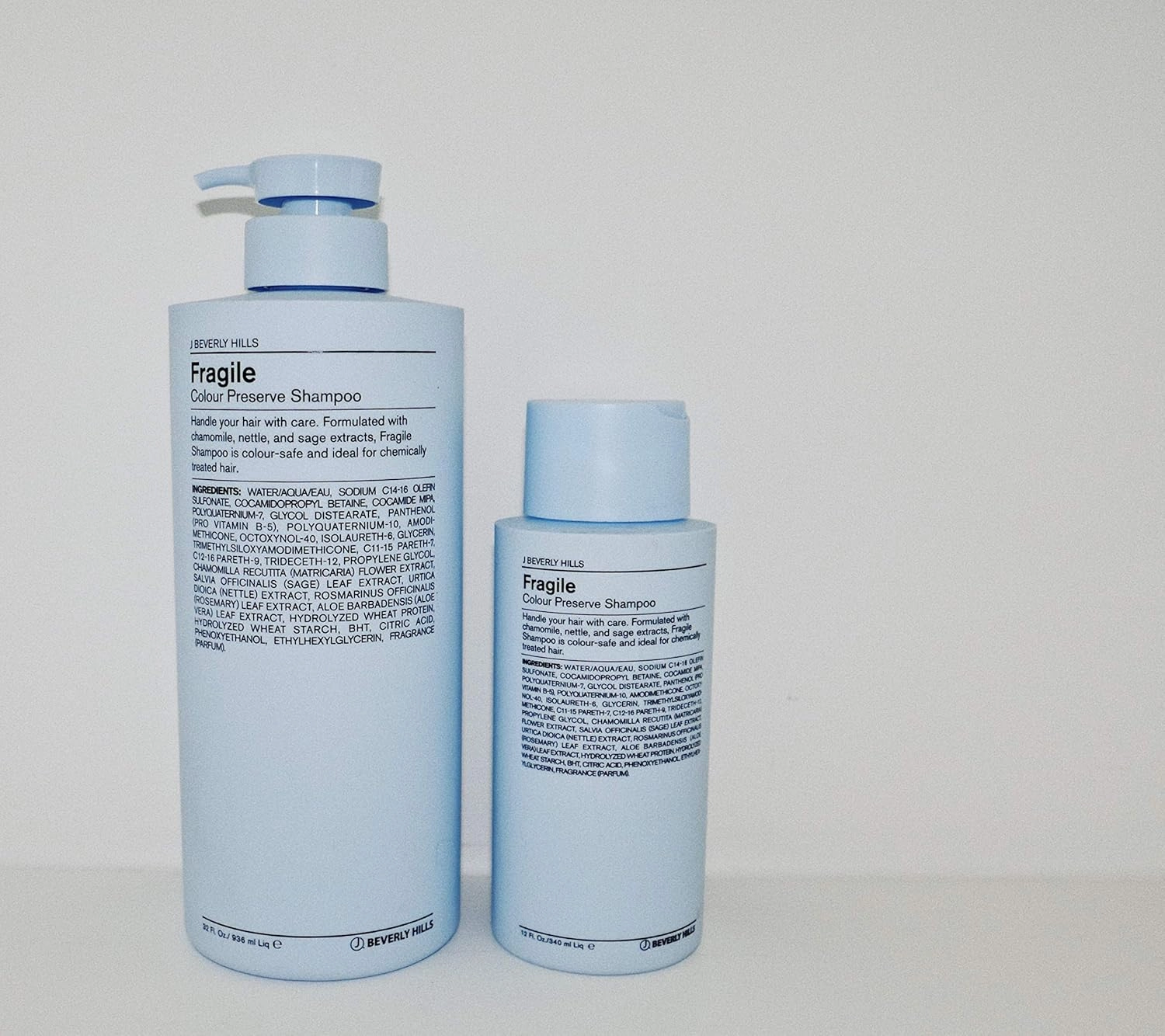 J Beverly Hills Blue Fragile Colour Preserve Shampoo with Sage Oil to Brighten Color, (3 Oz, 12 Oz, 32 Oz)