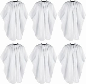 Jeyiour 6 Pieces White Barber Cape Professional Hair Cutting Salon Cape with Adjustable Snaps for Haircuts Coloring Adults Women Men Shampoo, 55 x 47 Inches