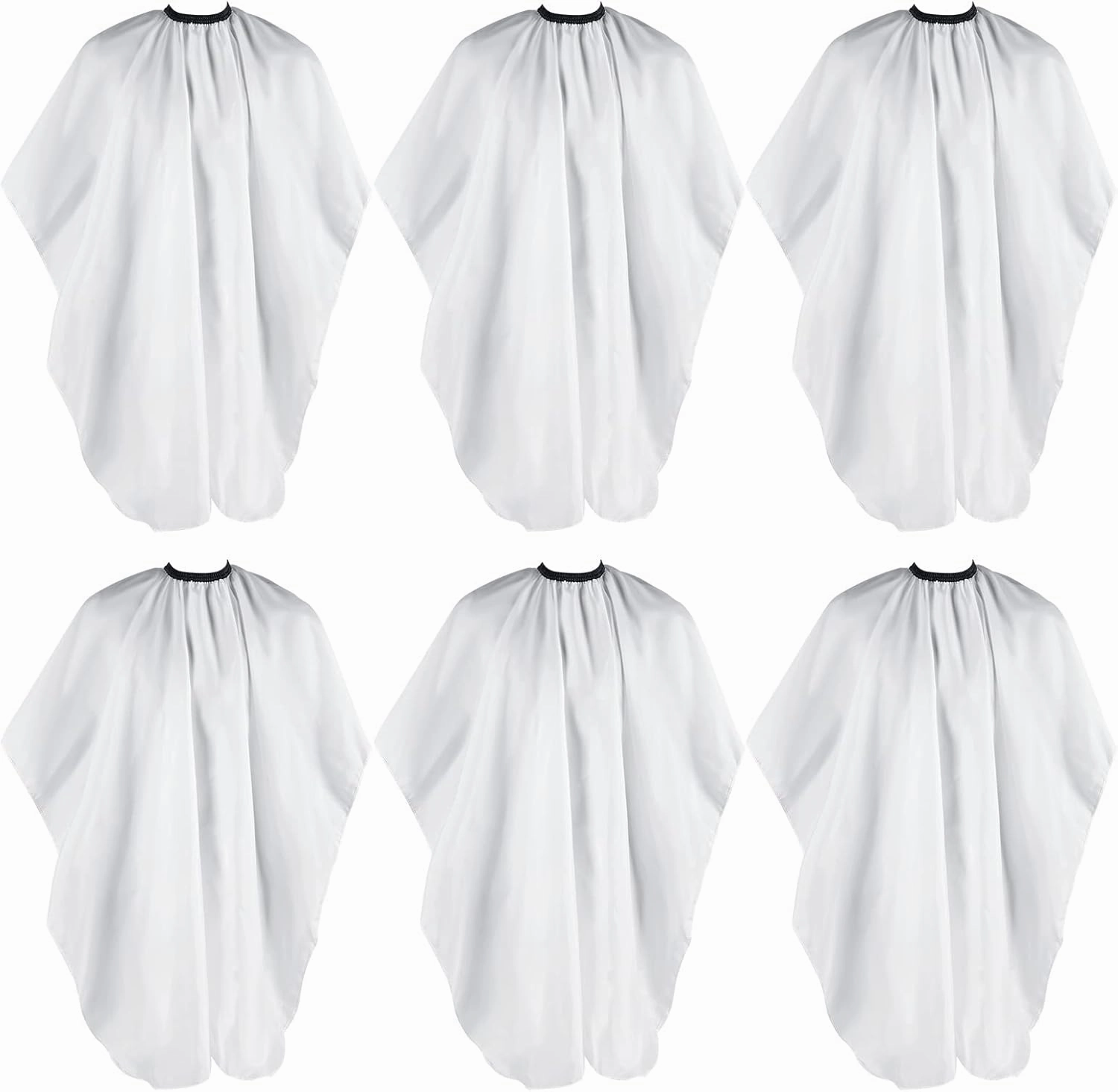 Jeyiour 6 Pieces White Barber Cape Professional Hair Cutting Salon Cape with Adjustable Snaps for Haircuts Coloring Adults Women Men Shampoo, 55 x 47 Inches