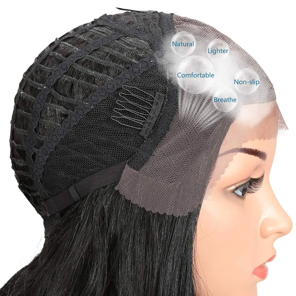 Joedir 26" Big Curly Wavy Supreme Free Parting HD Lace Frontal Wigs With Baby Hair High Temperature Synthetic Wigs For Women 180% Density Wigs(Black Color)