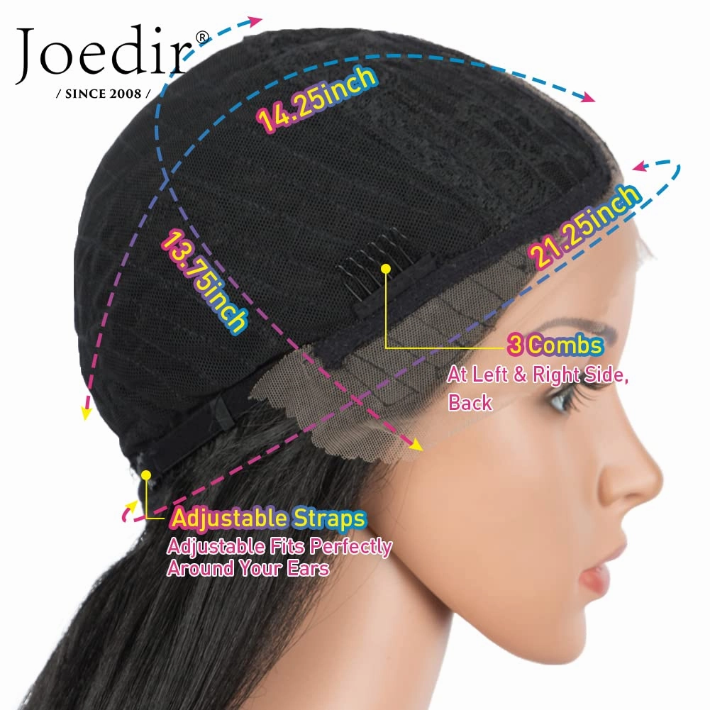 Joedir 26" Big Curly Wavy Lace Front with 1.5"x4.5" Deep Parting HD Lace Wigs With Baby Hair High Temperature Synthetic Long Body Wave Wig For Women 180% Density(Black Color)