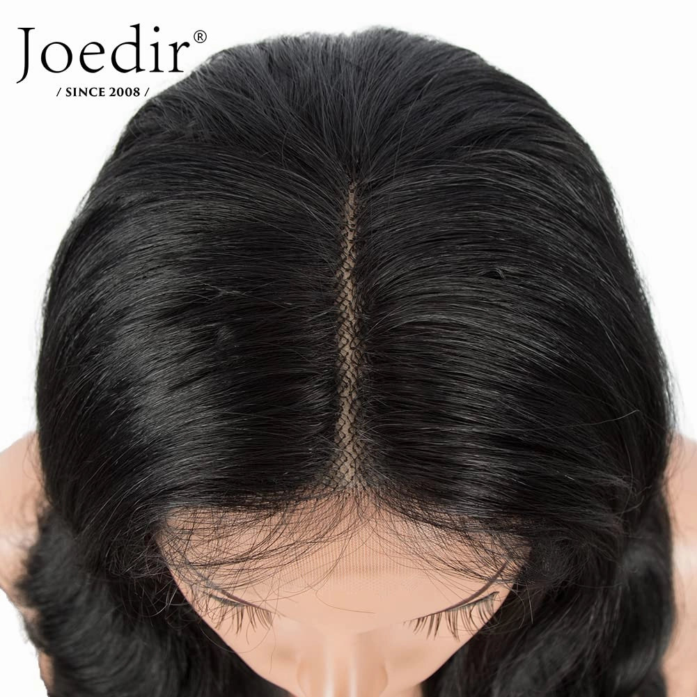 Joedir 26" Big Curly Wavy Lace Front with 1.5"x4.5" Deep Parting HD Lace Wigs With Baby Hair High Temperature Synthetic Long Body Wave Wig For Women 180% Density(Black Color)