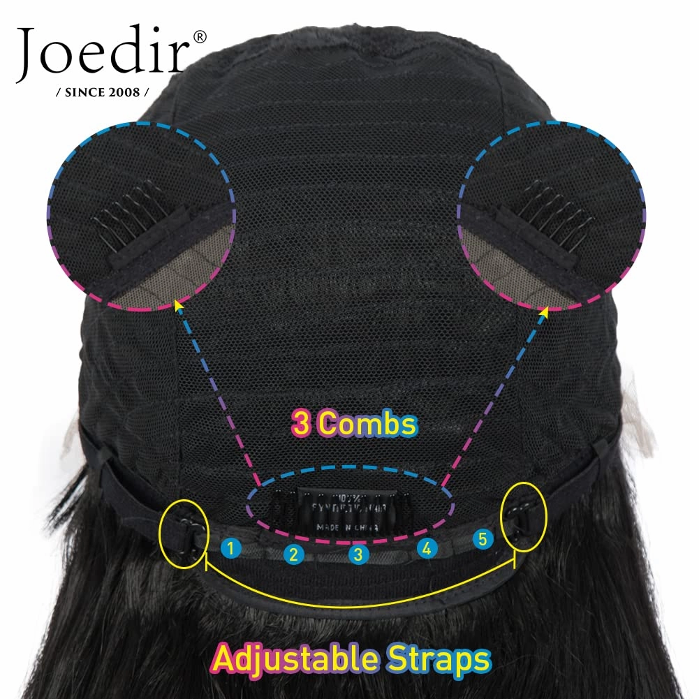 Joedir 26" Big Curly Wavy Lace Front with 1.5"x4.5" Deep Parting HD Lace Wigs With Baby Hair High Temperature Synthetic Long Body Wave Wig For Women 180% Density(Black Color)