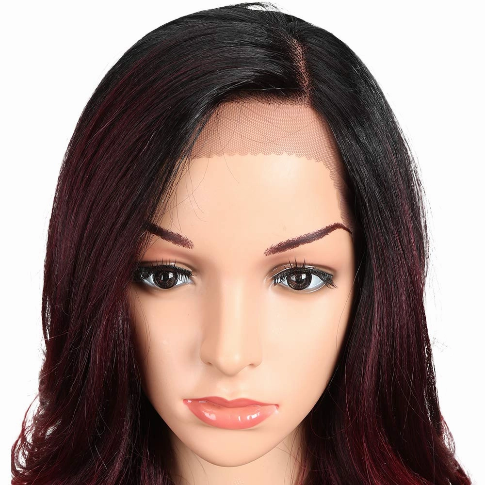 Joedir 26" Big Curly Wavy Supreme Free Parting HD Lace Frontal Wigs With Baby Hair High Temperature Synthetic Wigs For Women 180% Density Wigs(Ombre Black to Dark Wine Color)