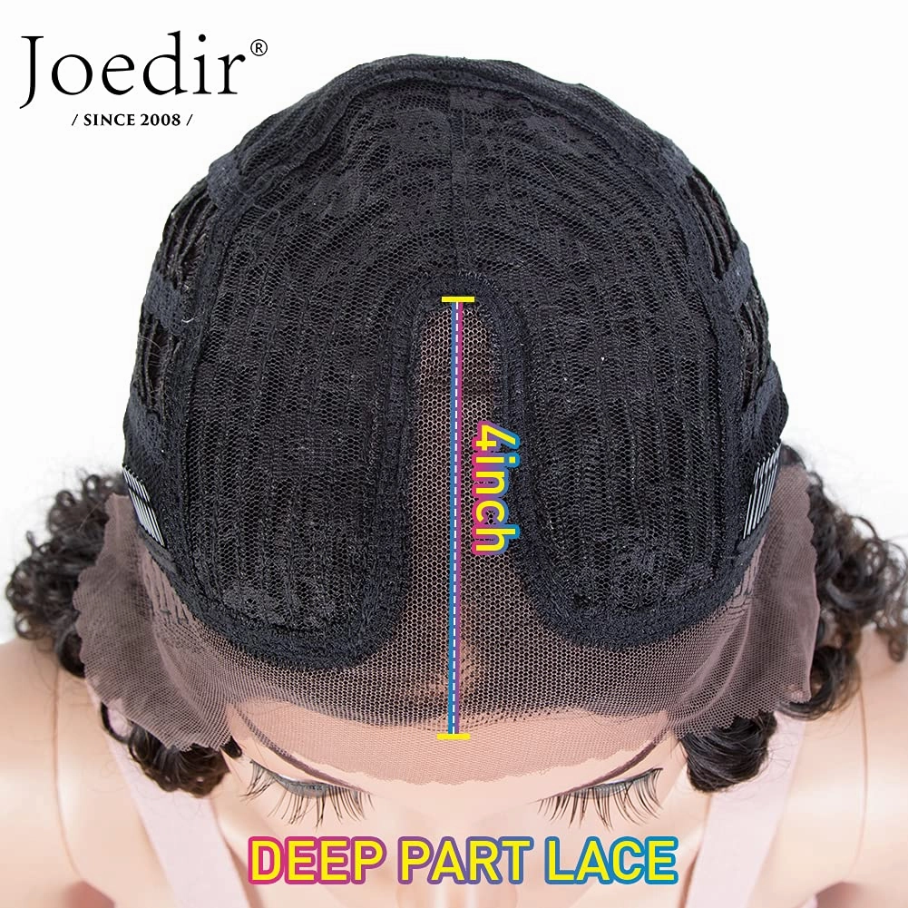 Joedir 28" Long Curly Lace Front with 1.5"x3" Lace Wig Heat Resistant Synthetic Wigs For Black Women 130% Density(Ombre Brown Color)