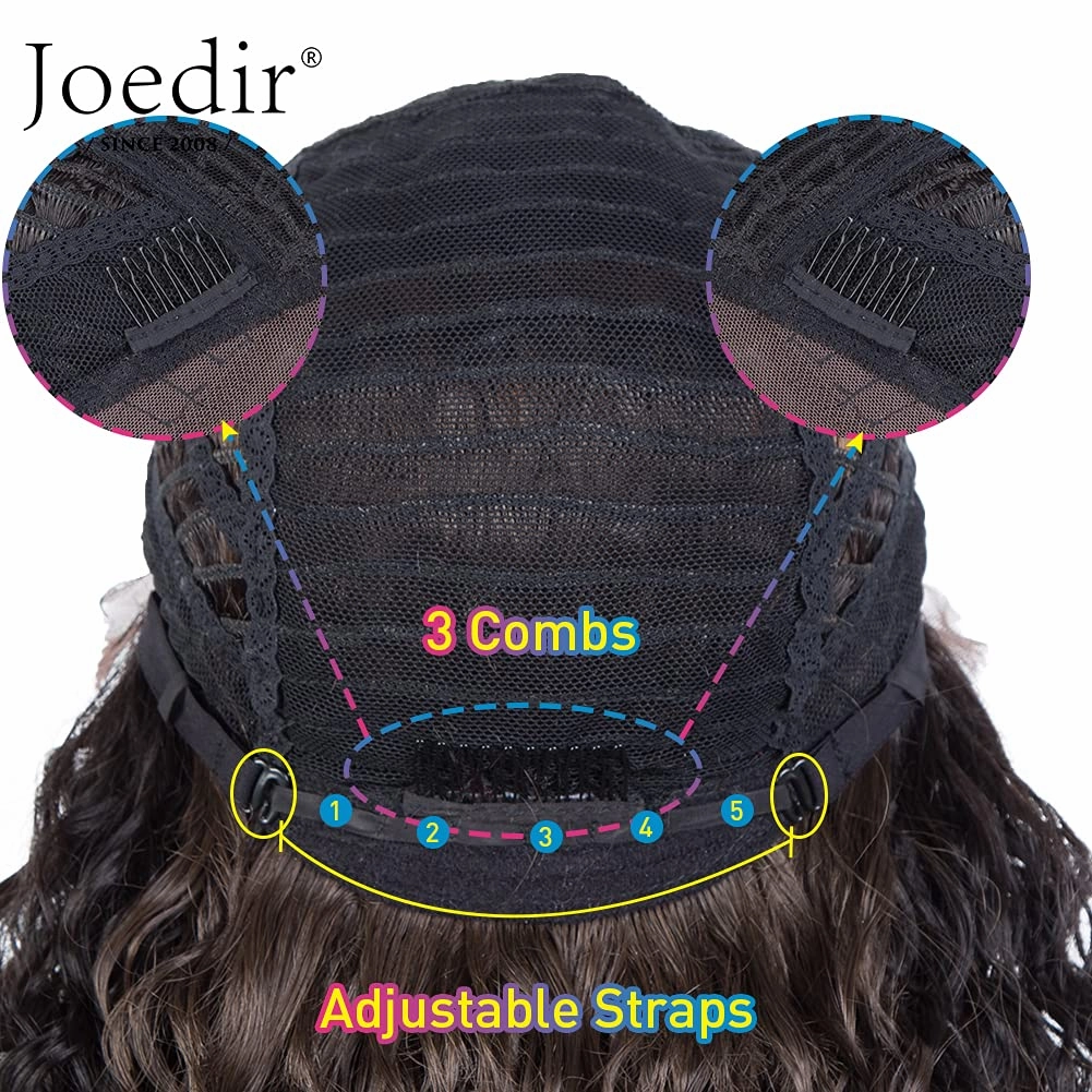 Joedir 28" Long Curly Lace Front with 1.5"x3" Lace Wig Heat Resistant Synthetic Wigs For Black Women 130% Density(Ombre Brown Color)