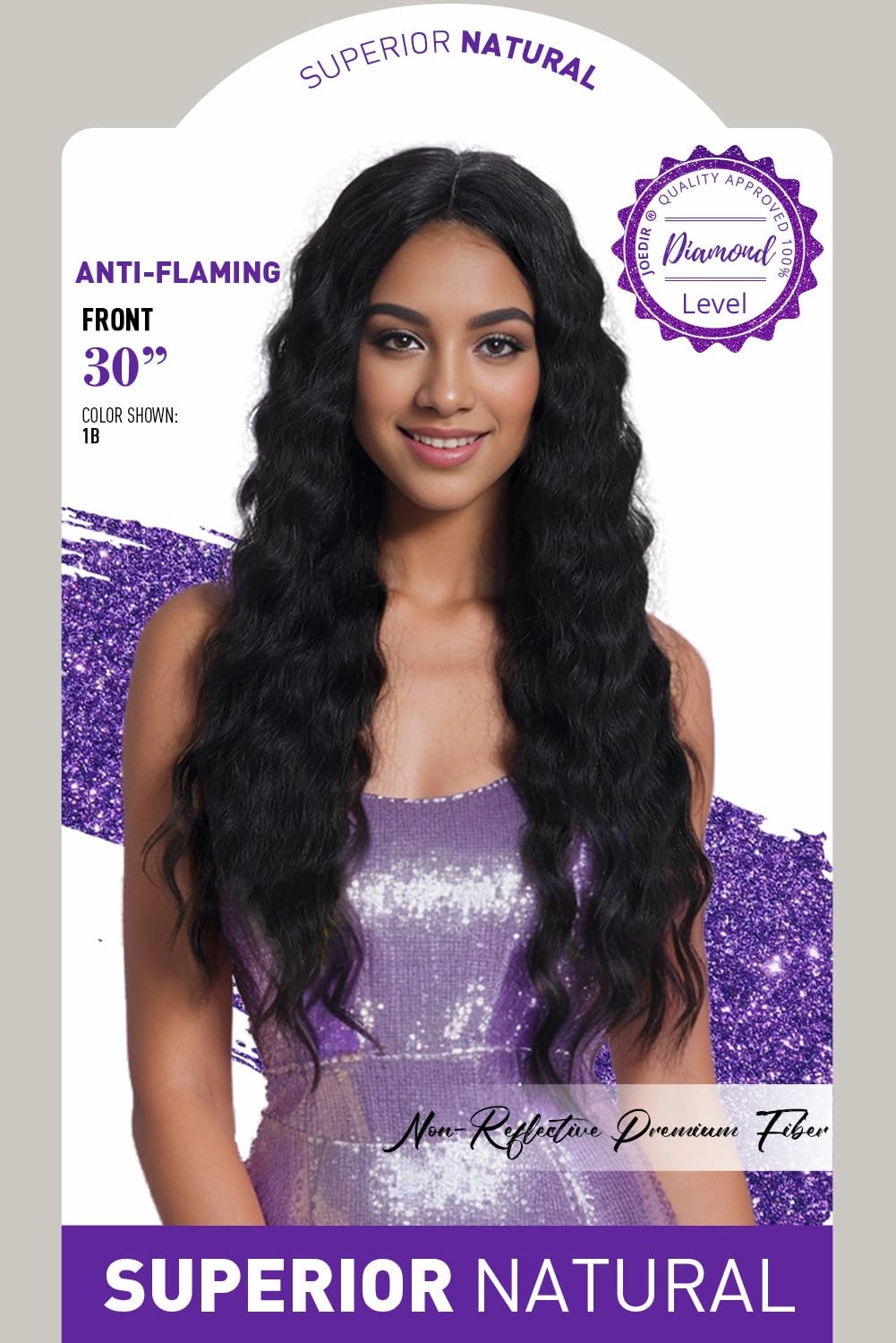 Joedir 30" Long Wavy Lace Front Deep Part Wig Superior Natural Hair with Baby Hair Heat Resistant Synthetic Wigs For Women 130% Density(Black Color)