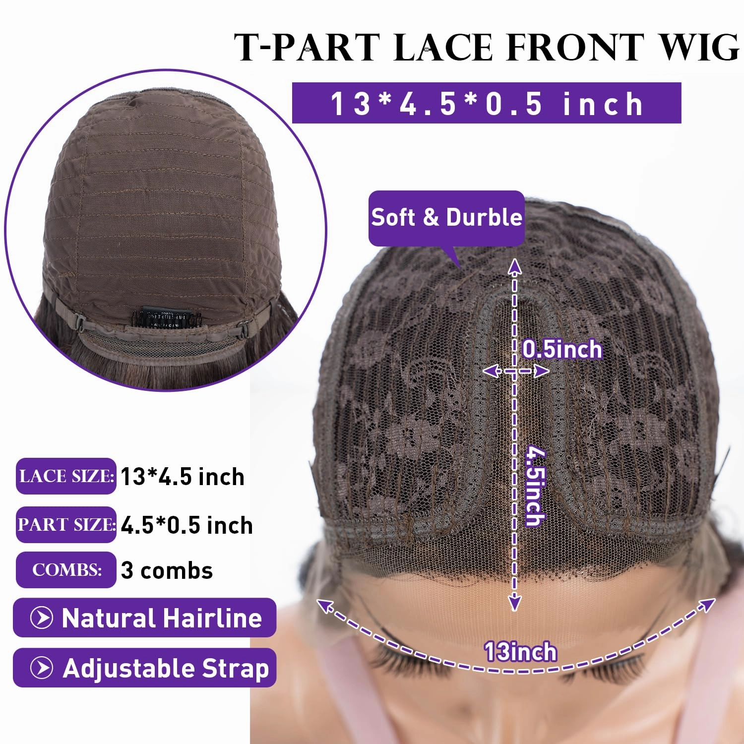 Joedir 30" Long Wavy Lace Front with 1.5"x4.5" Deep Part Lace Wig Heat Resistant Synthetic Wigs For Women 130% Density(Dark Brown Mixed Blonde Highlights Color)