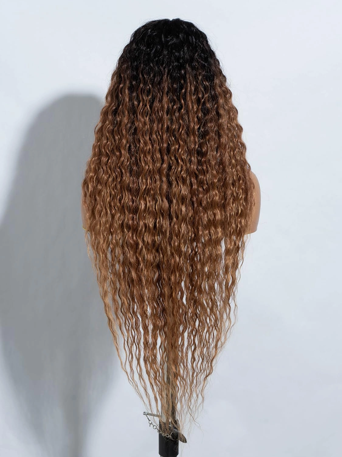 Joedir 32" Long Deep Curly Wavy Lace Front Synthetic Wigs HD Transparent Glueless Lace Wig Heat Resistant Fiber Pre Plucked Hairline with Baby Hair Wig for Women(Ombre Black to Honey Color)