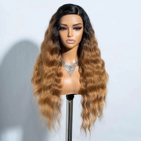 Joedir Lace Front Wigs 28" Long Curly Wavy Ombre Honey Hight Temperature Synthetic Wigs For Black Women 130% Density Wigs 200g(SOP43026)