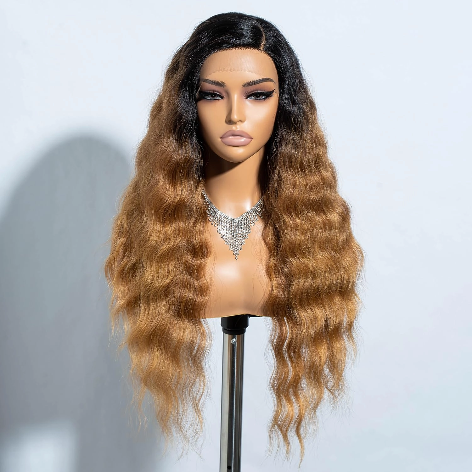 Joedir Lace Front Wigs 28" Long Curly Wavy Ombre Honey Hight Temperature Synthetic Wigs For Black Women 130% Density Wigs 200g(SOP43026)