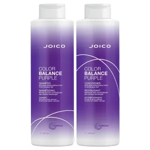 Joico Color Balance Purple Shampoo and Conditioner | For Cool Blonde or Gray Hair | Eliminate Brassy Yellow Tones | Boost Color Vibrancy & Shine | UV Protection | With Rosehip Oil & Green Tea Extract