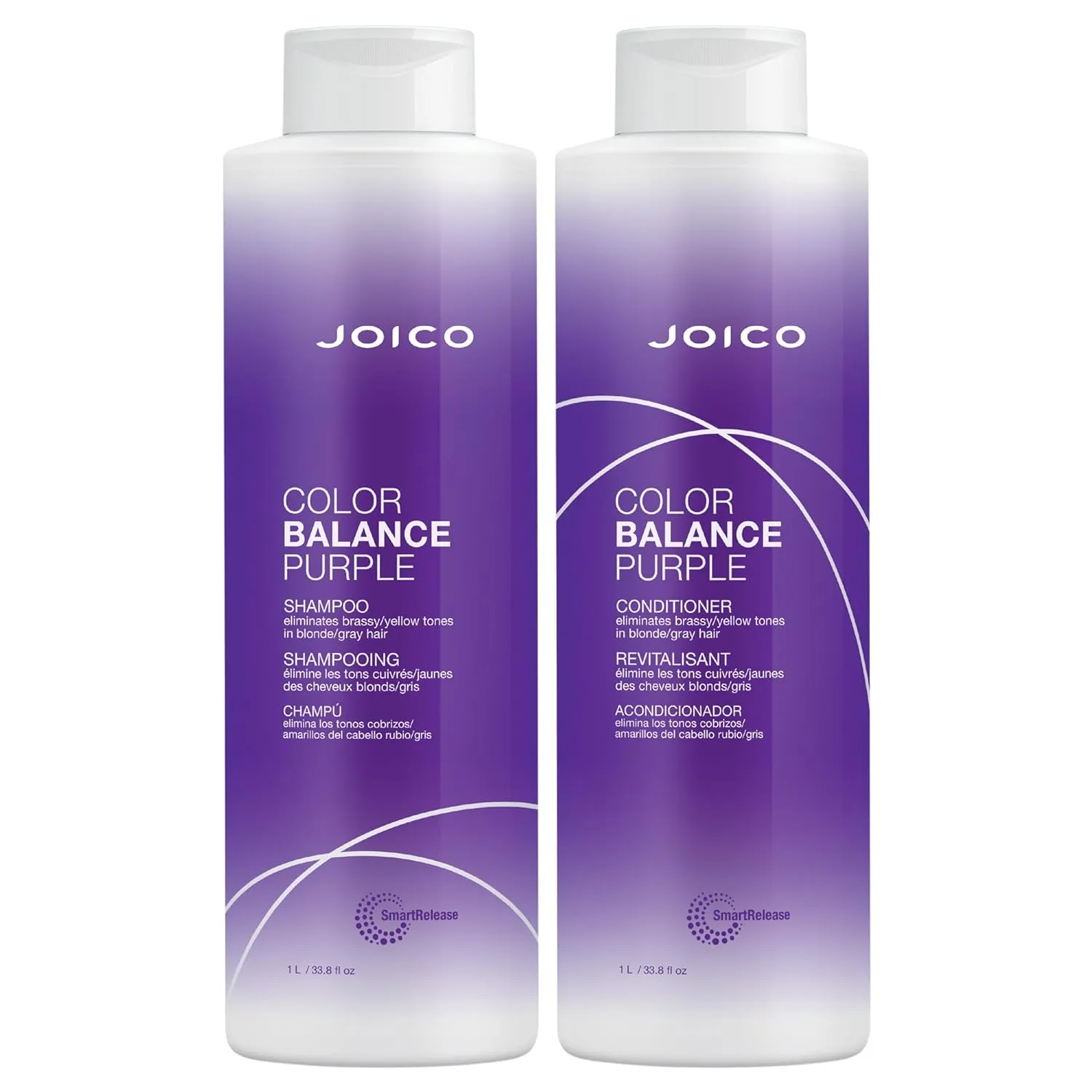 Joico Color Balance Purple Shampoo and Conditioner | For Cool Blonde or Gray Hair | Eliminate Brassy Yellow Tones | Boost Color Vibrancy & Shine | UV Protection | With Rosehip Oil & Green Tea Extract