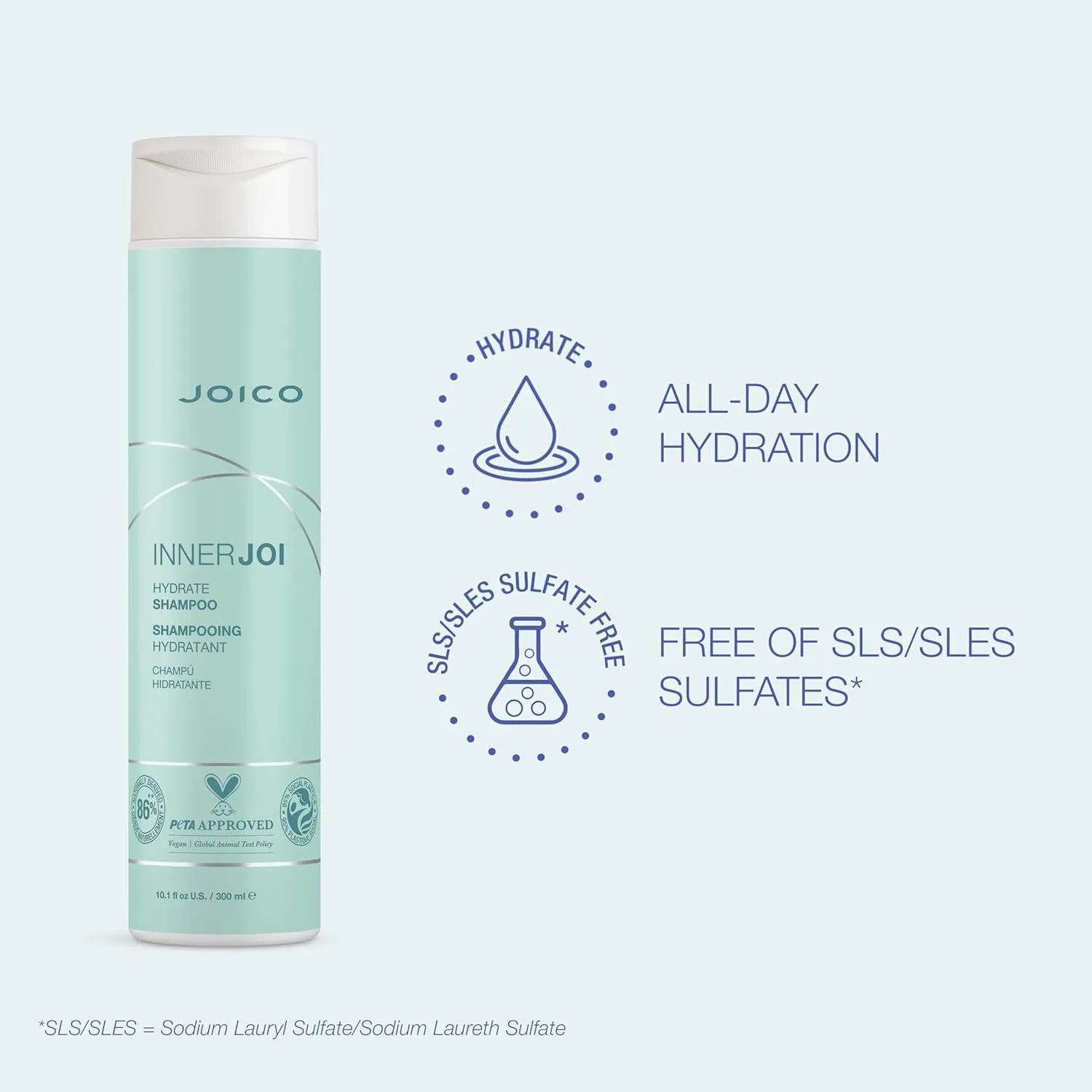 Joico InnerJoi Hydrate Shampoo | For Dry Hair & Scalp | Sulfate & Paraben Free | Naturally-Derived Vegan Formula