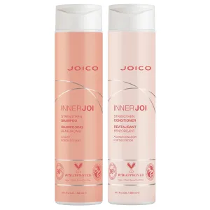 Joico InnerJoi Strengthen Shampoo & Conditioner Set | For Damaged, Color-Treated Hair | Sulfate & Paraben Free | Naturally-Derived Vegan Formula | 10.1 Fl Oz