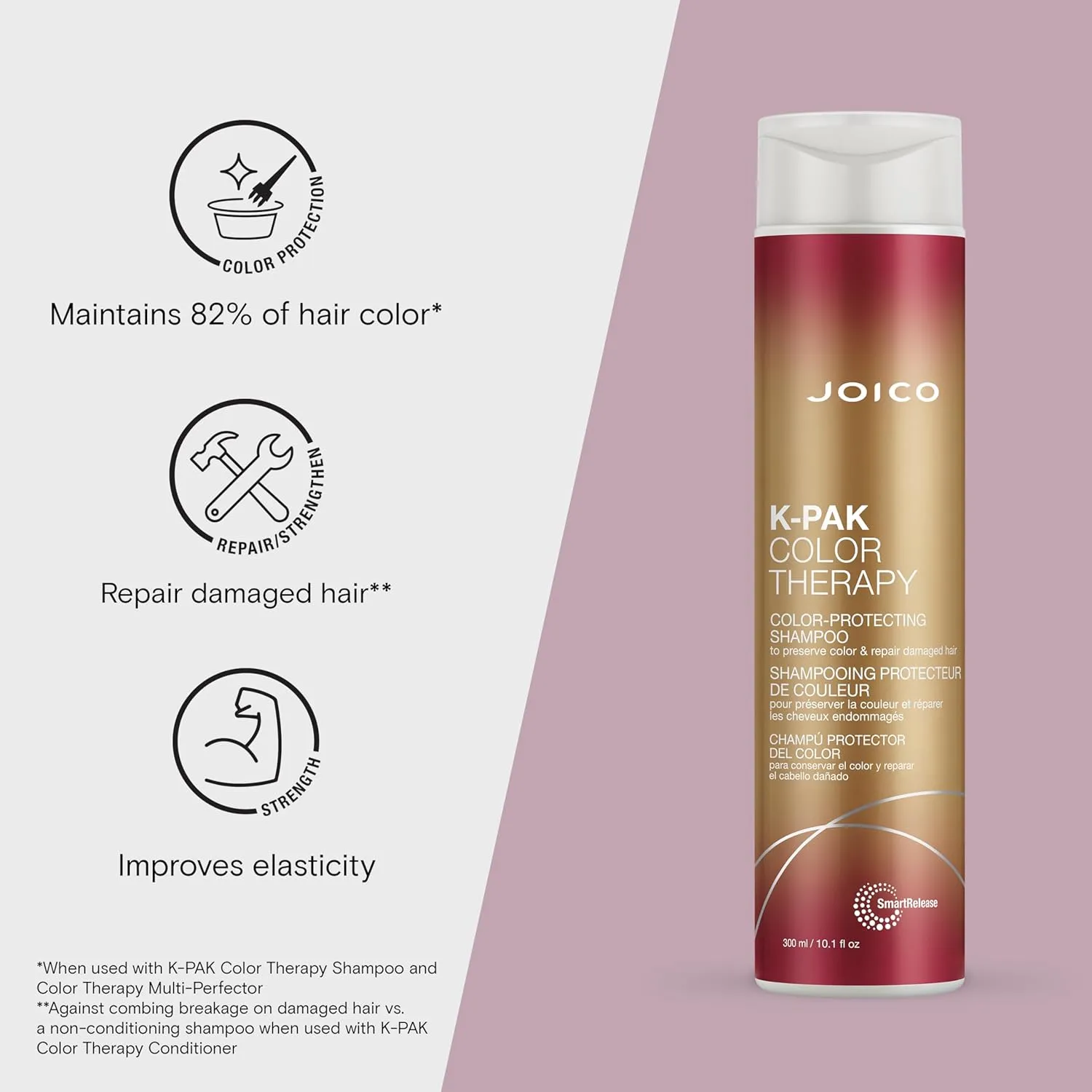Joico K-PAK Color Therapy Color-Protecting Shampoo | For Color-Treated Hair | Boost Shine | Improve Elasticity | Repair Breakage | Rebuild Damaged Hair | With Keratin & Argan Oil