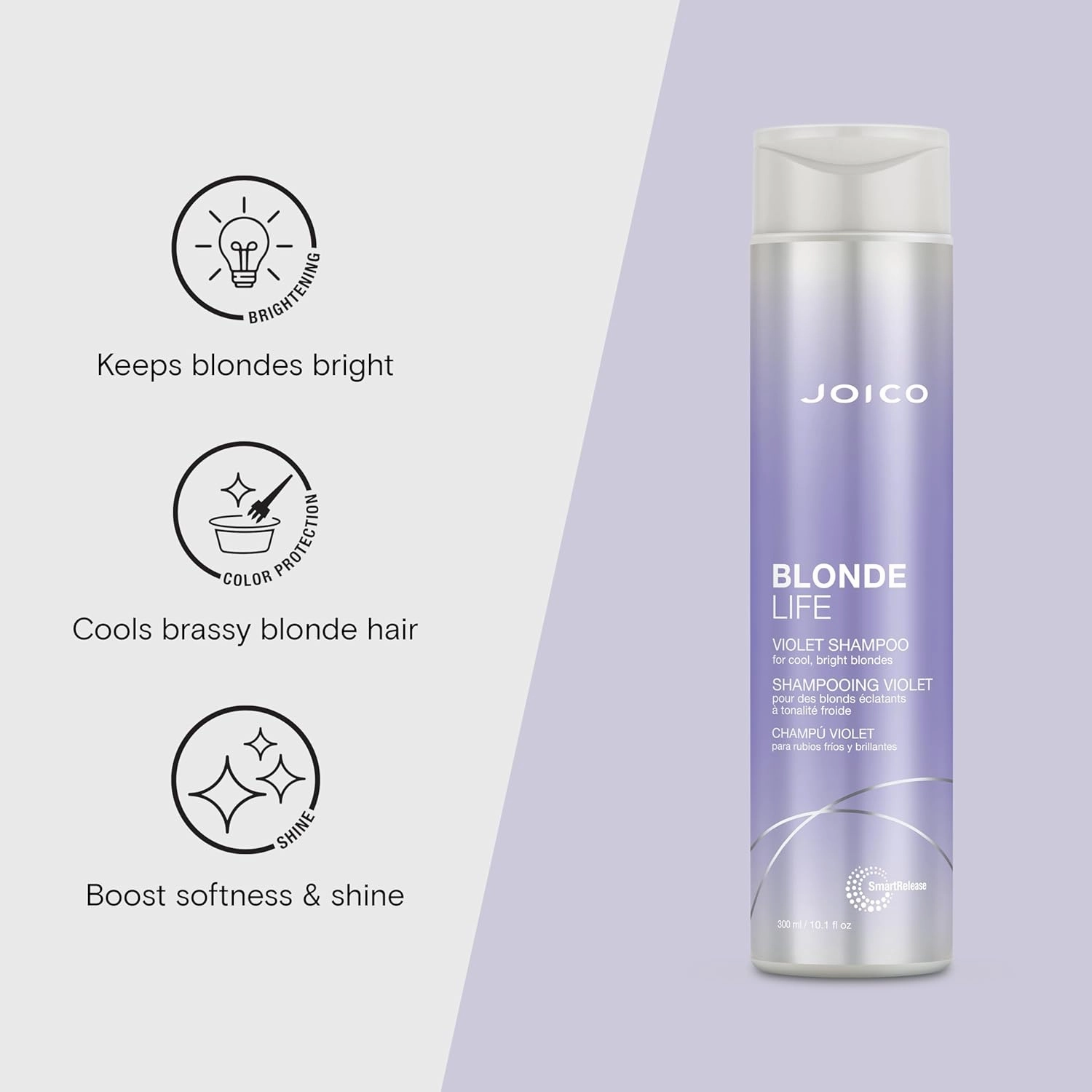 Joico Blonde Life Violet Shampoo | For Cool & Bright Blonde Hair | Neutralize Brassy Tones | Banish Yellow Tones | Boost Shine | Sulfate Free | With Monoi & Tamanu Oil