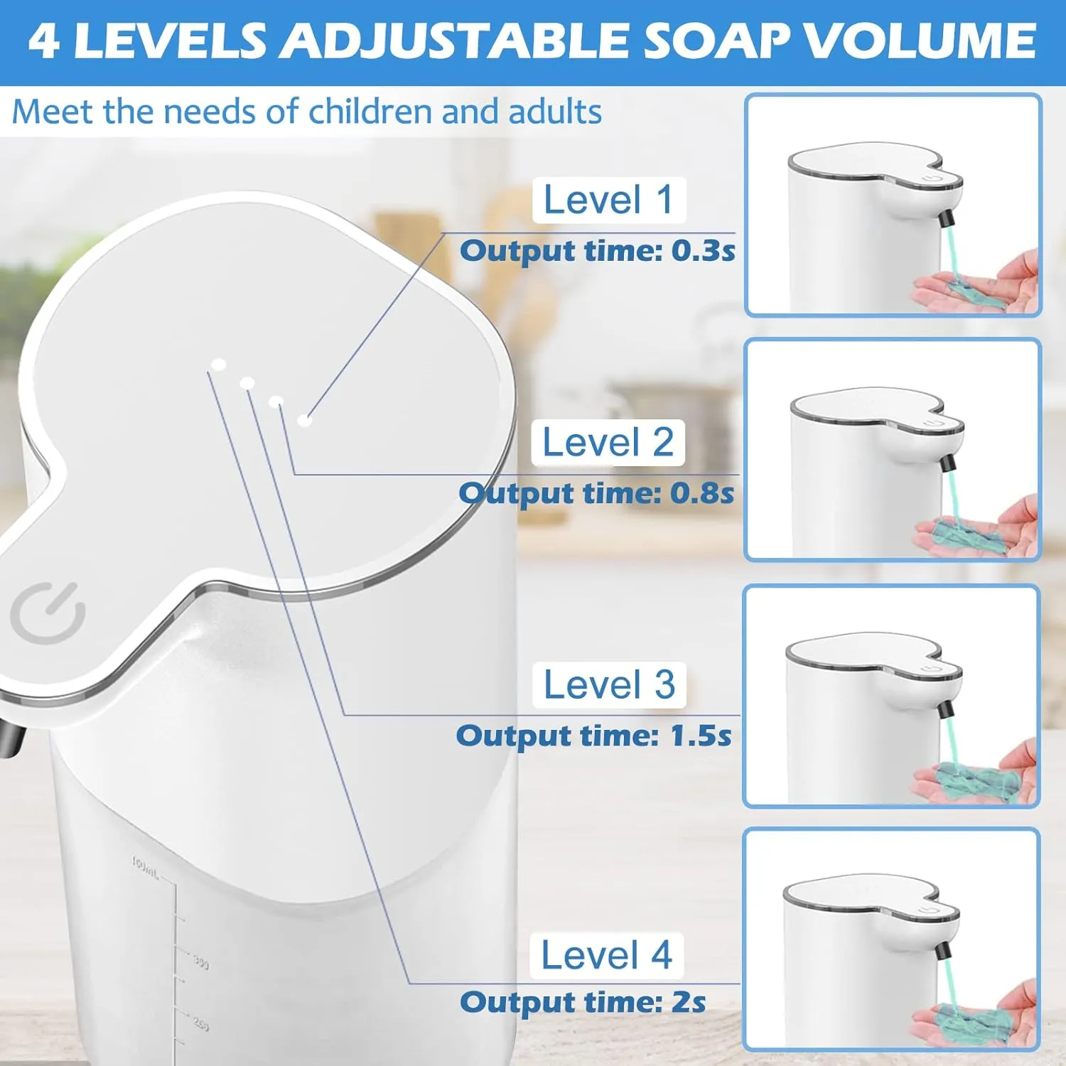 Josnown Automatic Liquid Soap Dispenser, 13.5oz/400ML Wall Mount Soap Dispenser, USB Rechargeable, Waterproof Pump for Bathroom, Kitchen