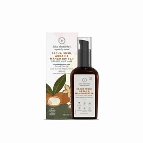 Juicy Chemistry - Certified Organic & 100% Natural Pre-Shampoo Hair Mask w/Argan & Mango Butter for Dry & Frizzy Hair (75gm)
