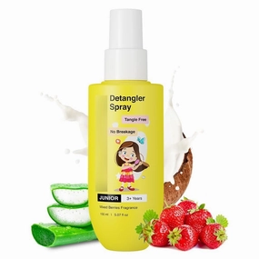 Junio.r Detangler Hair Spray | For 3  Year Old Kids | Strengthens & Detangles | Tear Free, Creamy & Non Greasy | Adds Shine | Aloe Vera & Coconut Milk Protein | 150mL