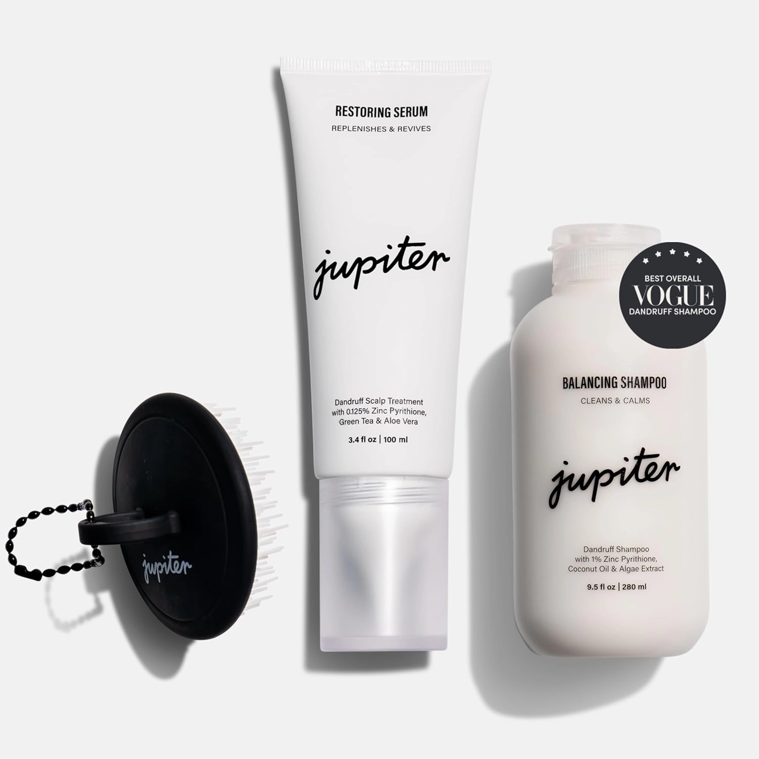 Jupiter Exfoliator Brush, for Removing Dandruff & Build-Up, & Anti-Dandruff Shampoo and Serum, for Women & Men, Dermatologist-Formulated for Flaky, Itchy, Oily, & Dry Scalp