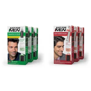 Just For Men Shampoo-In Color (Formerly Original Formula), Mens Hair Color with Keratin and Vitamin & Easy Comb-In Color Mens Hair Dye, Easy No Mix Application with Comb Applicator