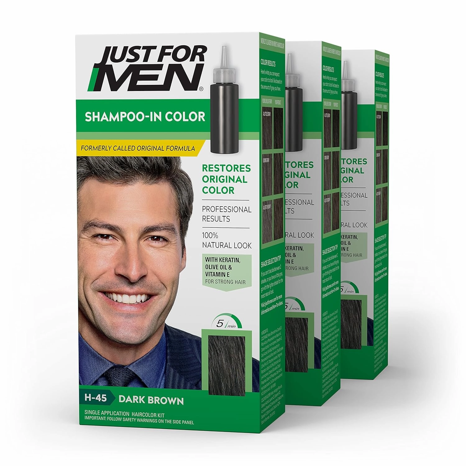 Just For Men Mustache & Beard, Beard Dye for Men, Darkest Brown M-50, Ammonia-Free, With Brush Included, Suitable for All Hair Colors