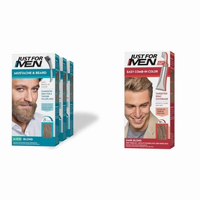 Just For Men Mustache & Beard, Beard Dye for Men with Brush Included for Easy Application, Biotin Aloe Coconut Oil Enriched, Blond, Ammonia Free, Peroxide Free, Suitable for All Hair Colors