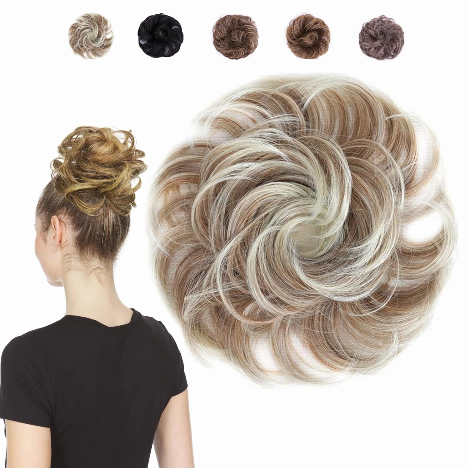 Juvabun Beach Blonde Messy Bun Hair Piece, Synthetic Foam, Women's Wig, 6 inch