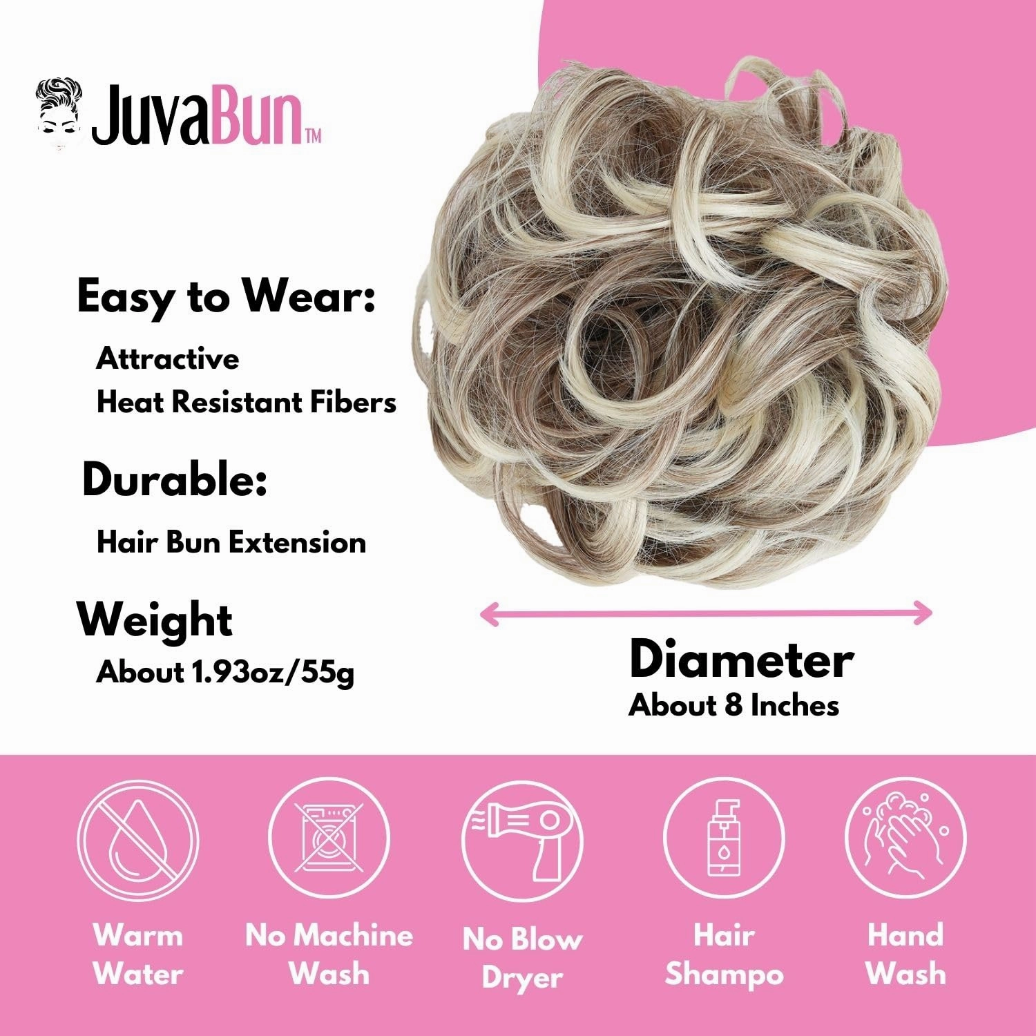 Juvabun Beach Blonde Messy Bun Hair Piece, Synthetic Foam, Women's Wig, 6 inch
