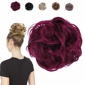 Juvabun Messy Bun Hair Piece - Burg | Hair Pieces for Women & Men| Messy Bun Hair Piece Synthetic Hair Buns | Everyday Wear| Washable & Realistic| Human Hair Scrunchies Messy Bun