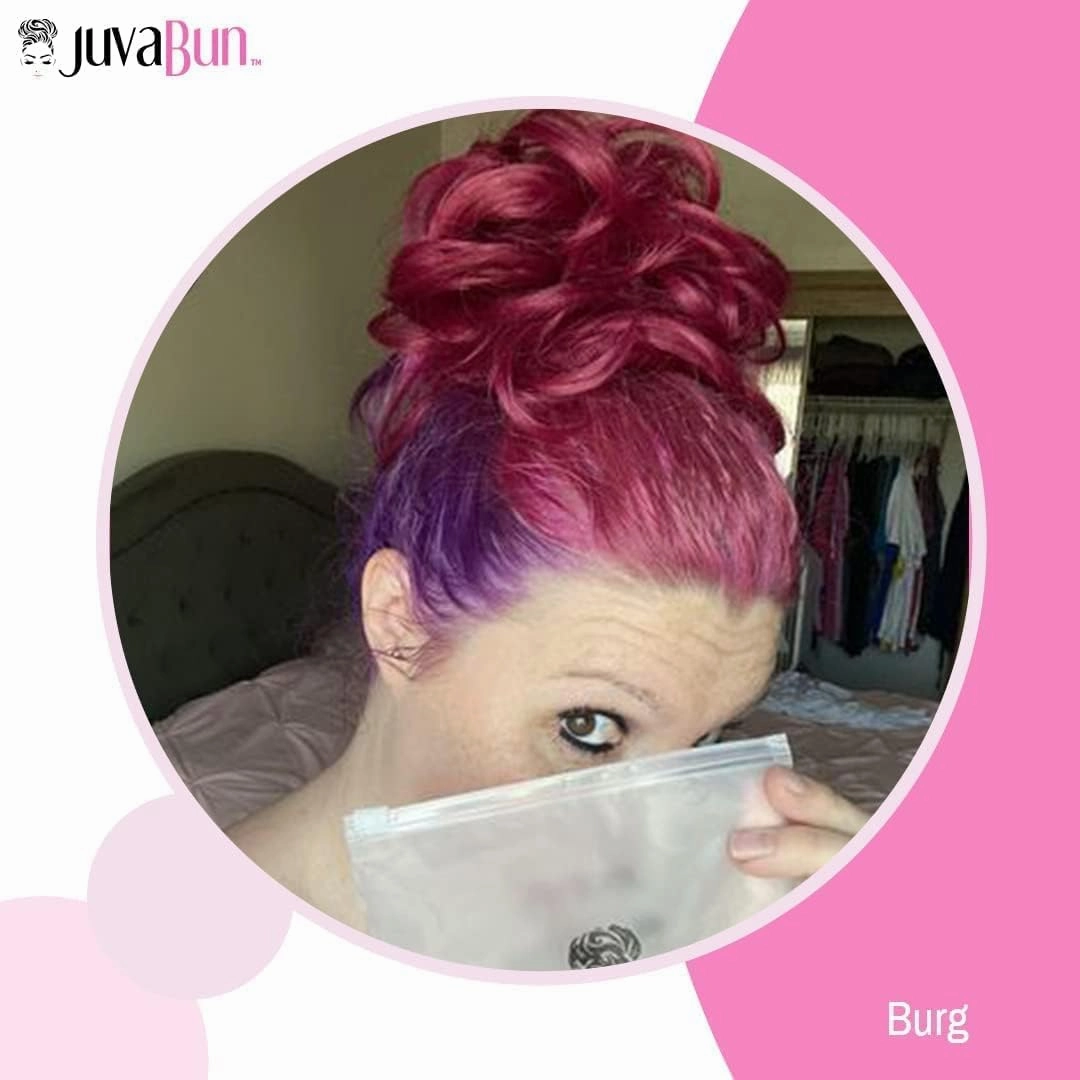 Juvabun Messy Bun Hair Piece - Burg | Hair Pieces for Women & Men| Messy Bun Hair Piece Synthetic Hair Buns | Everyday Wear| Washable & Realistic| Human Hair Scrunchies Messy Bun