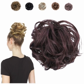 Juvabun Messy Bun Hair Piece - Dark Brown| Hair Pieces for Women & Men| Messy Bun Hair Piece Synthetic Hair | Everyday Wear | Washable & Realistic| Synthetic Hair Bun Scrunchie | Dark Brown