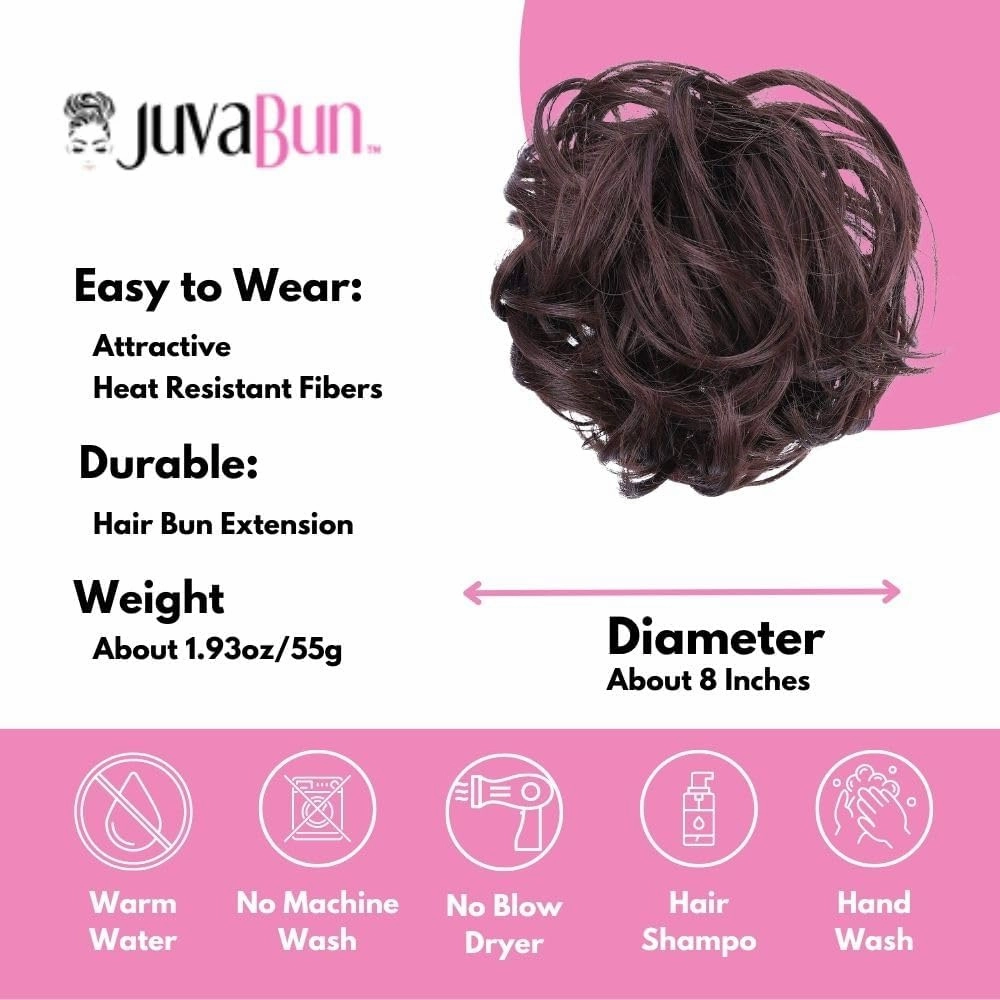 Juvabun Messy Bun Hair Piece - Dark Brown| Hair Pieces for Women & Men| Messy Bun Hair Piece Synthetic Hair | Everyday Wear | Washable & Realistic| Synthetic Hair Bun Scrunchie | Dark Brown