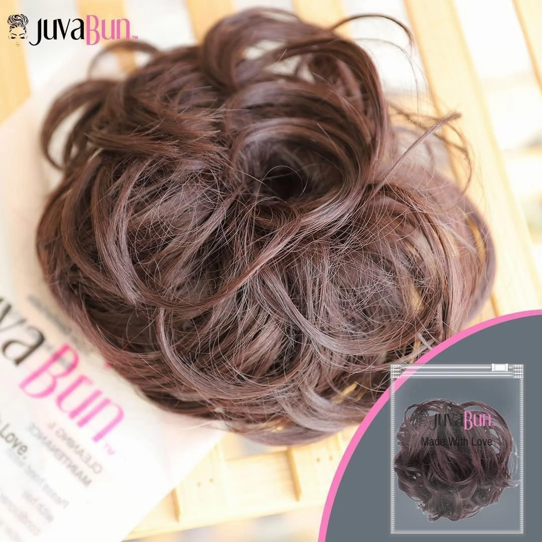 Juvabun Messy Bun Hair Piece - Dark Brown| Hair Pieces for Women & Men| Messy Bun Hair Piece Synthetic Hair | Everyday Wear | Washable & Realistic| Synthetic Hair Bun Scrunchie | Dark Brown