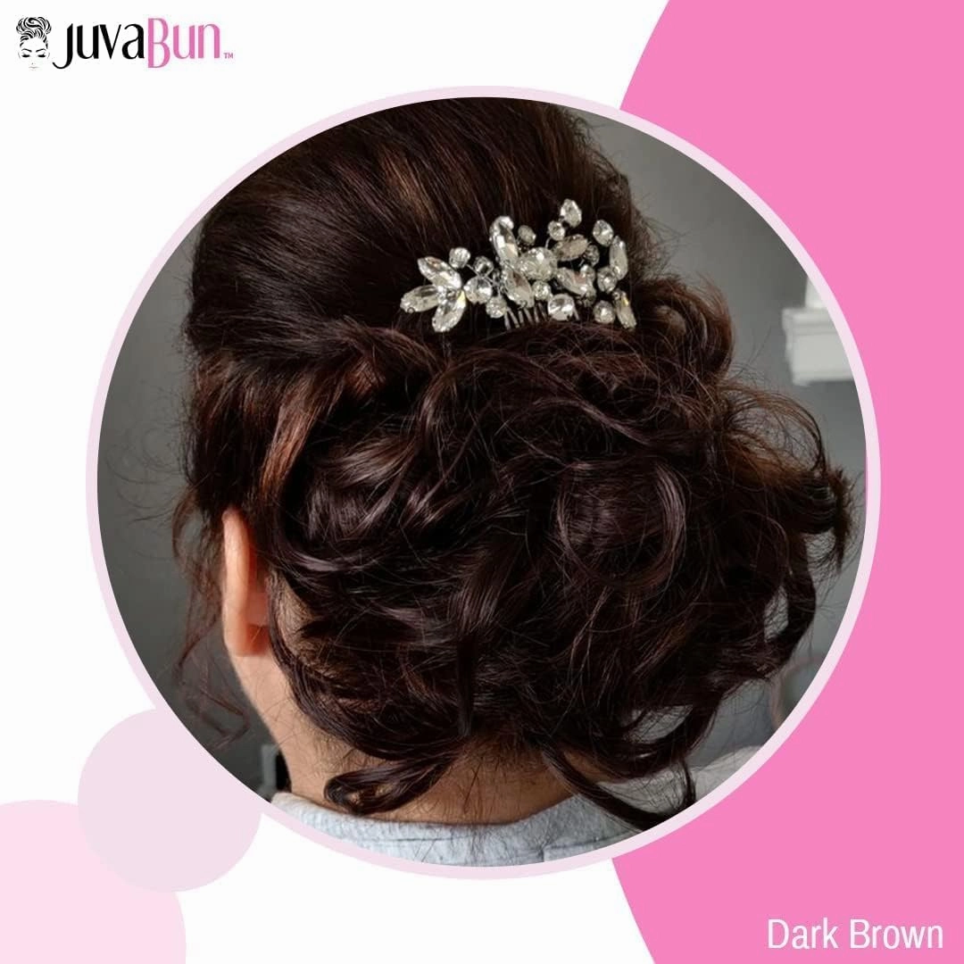 Juvabun Messy Bun Hair Piece - Dark Brown| Hair Pieces for Women & Men| Messy Bun Hair Piece Synthetic Hair | Everyday Wear | Washable & Realistic| Synthetic Hair Bun Scrunchie | Dark Brown