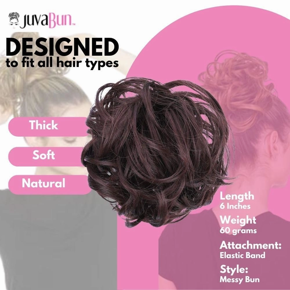 Juvabun Messy Bun Hair Piece - Dark Brown| Hair Pieces for Women & Men| Messy Bun Hair Piece Synthetic Hair | Everyday Wear | Washable & Realistic| Synthetic Hair Bun Scrunchie | Dark Brown